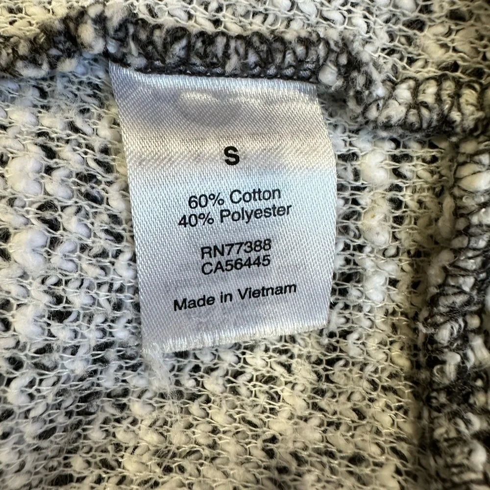 J.Crew Black White Full Zip Knit Hoodie Hooded Sweater Women's Small